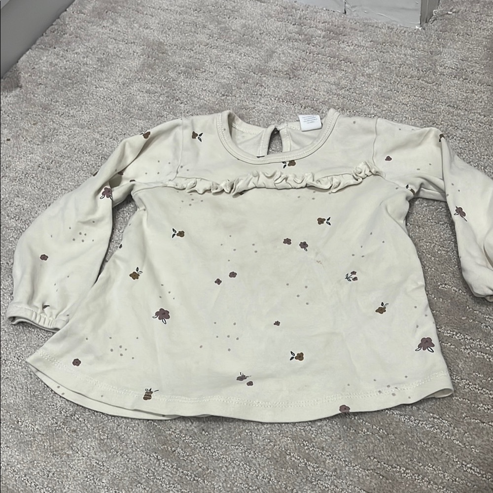 Colored Organics Cream Long Sleeve Tee with Subtle Patterns